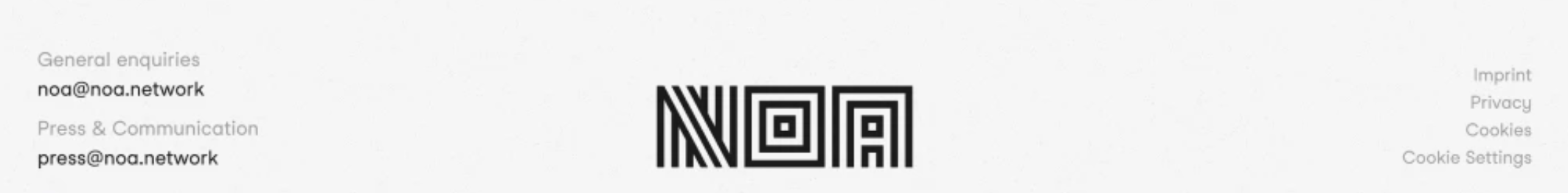 Website footer with centered geometric logo and contact and policy links.